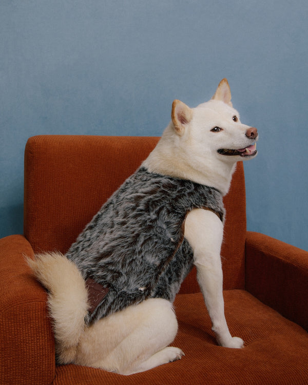The Pastoris | Luxury Faux Fur Dog Coat | Mocha Purple