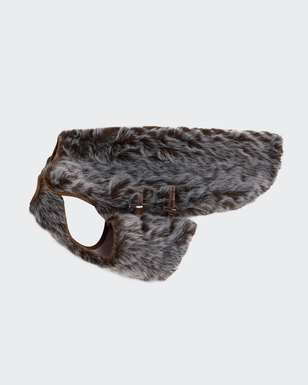 Mocha purple faux fur dog coat — The Pastoris by Cave Canem