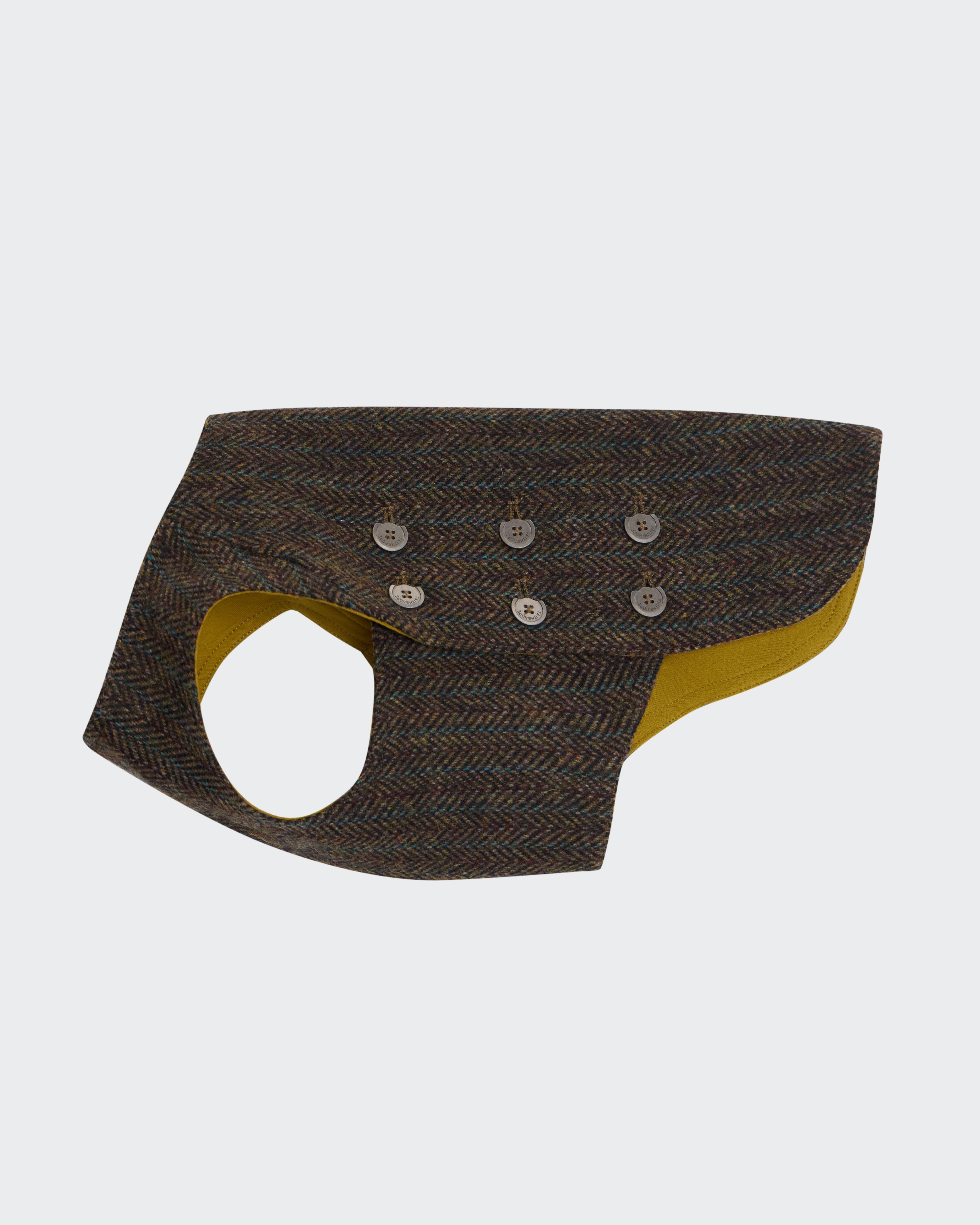 The Scotia | Wool Tweed Dog Vest | Herringbone