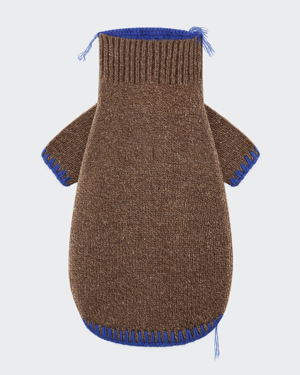 The Artis | Hand-Mended Merino Wool Dog Sweater | Coffee Brown