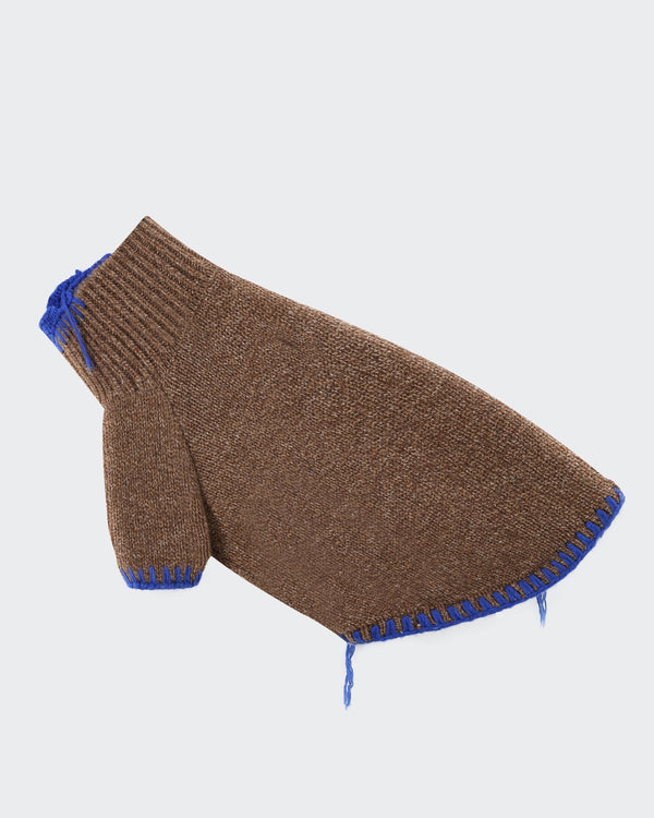 The Artis | Hand-Mended Merino Wool Dog Sweater | Coffee Brown
