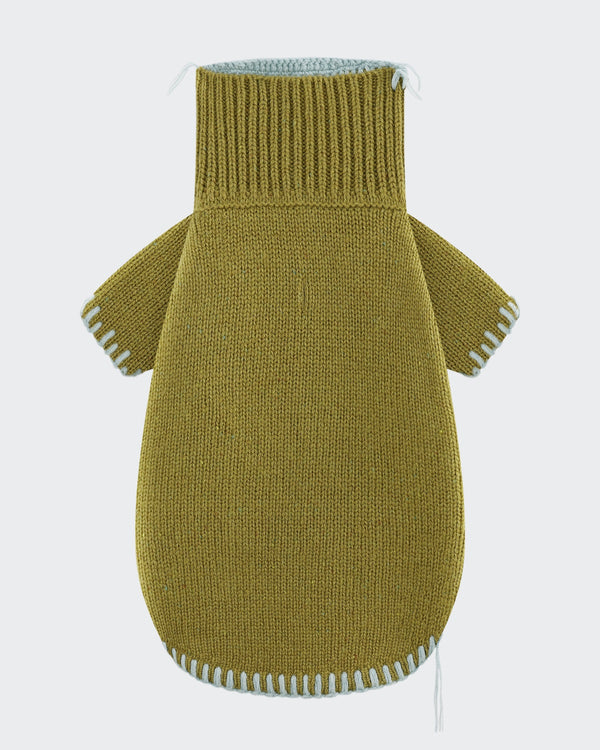 The Artis | Hand-Mended Merino Wool Dog Sweater | Olive Green