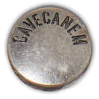 Embossed Cave Canem metal button